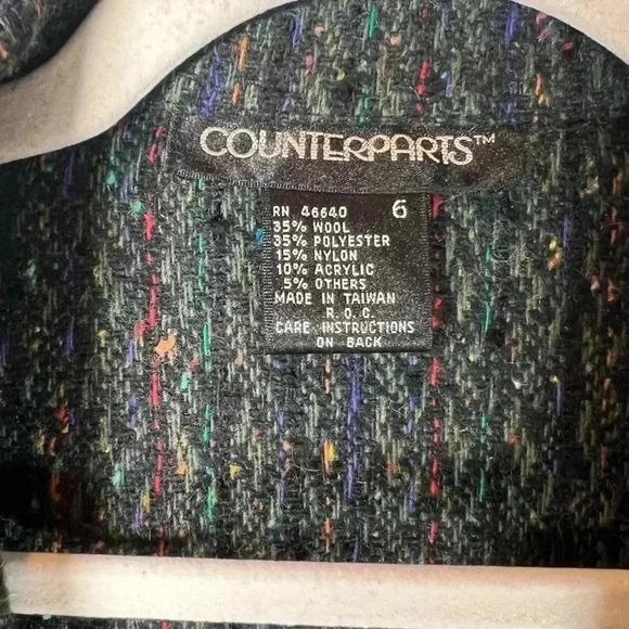 Vintage Counterparts Wool Blend Multicolor Stripe Tweed Blazer Women’s Size 6 - Picture 12 of 13